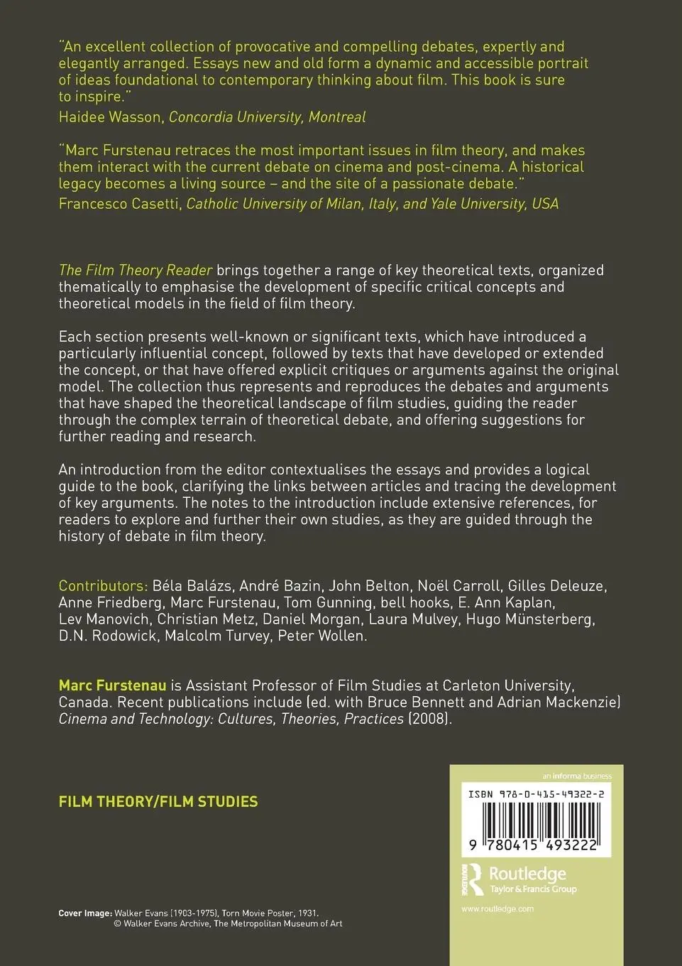 Rückseite: 9780415493222 | Film Theory Reader | Debates &amp; Arguments | Marc Furstenau | Buch