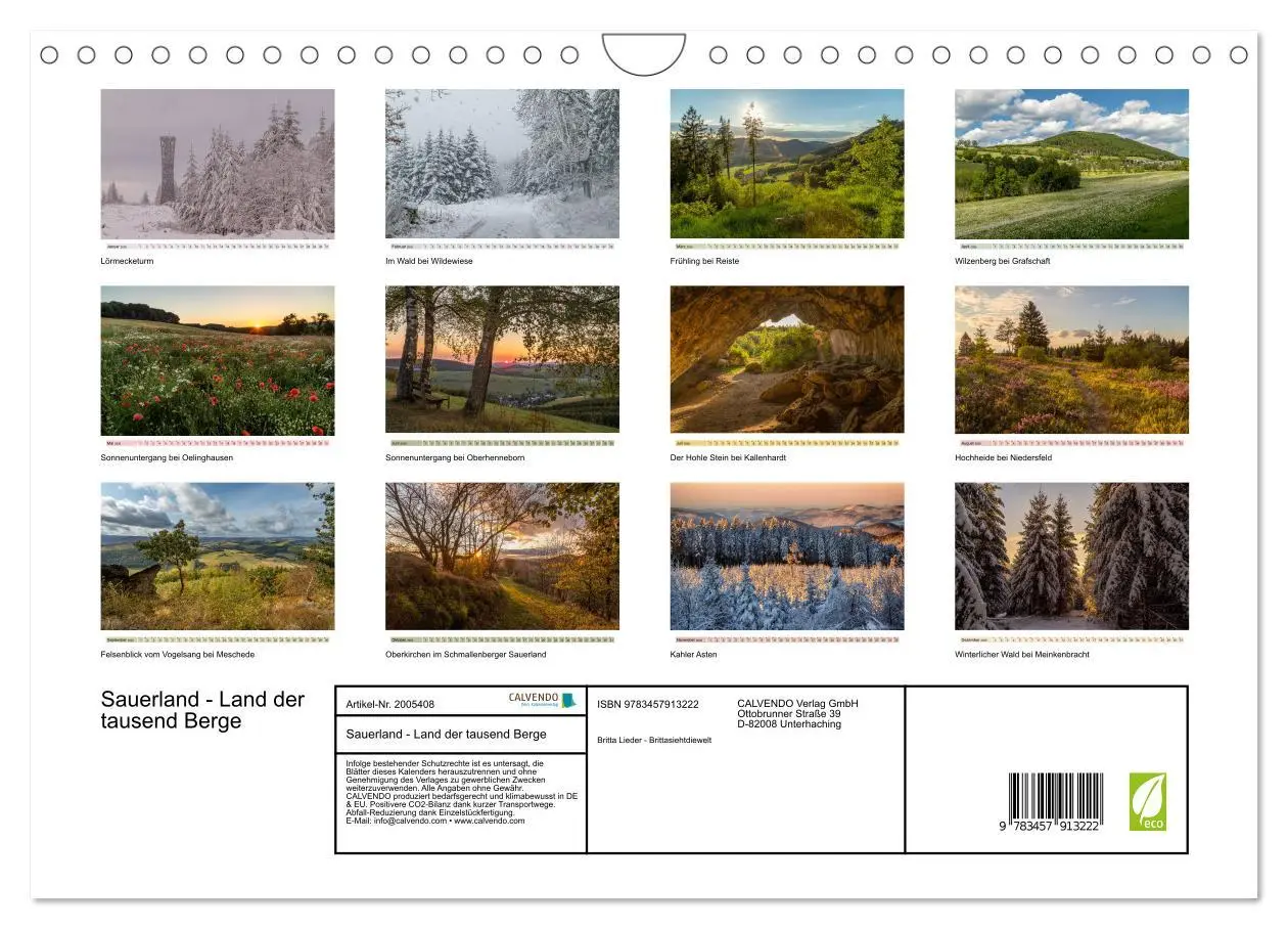 Bild: 9783457913222 | Sauerland - Land der tausend Berge (Wandkalender 2026 DIN A4 quer),...