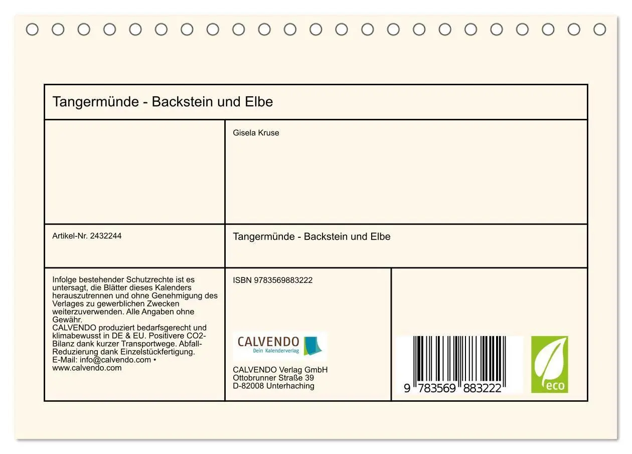 Bild: 9783569883222 | Tangermünde - Backstein und Elbe (Tischkalender 2027 DIN A5 quer),...