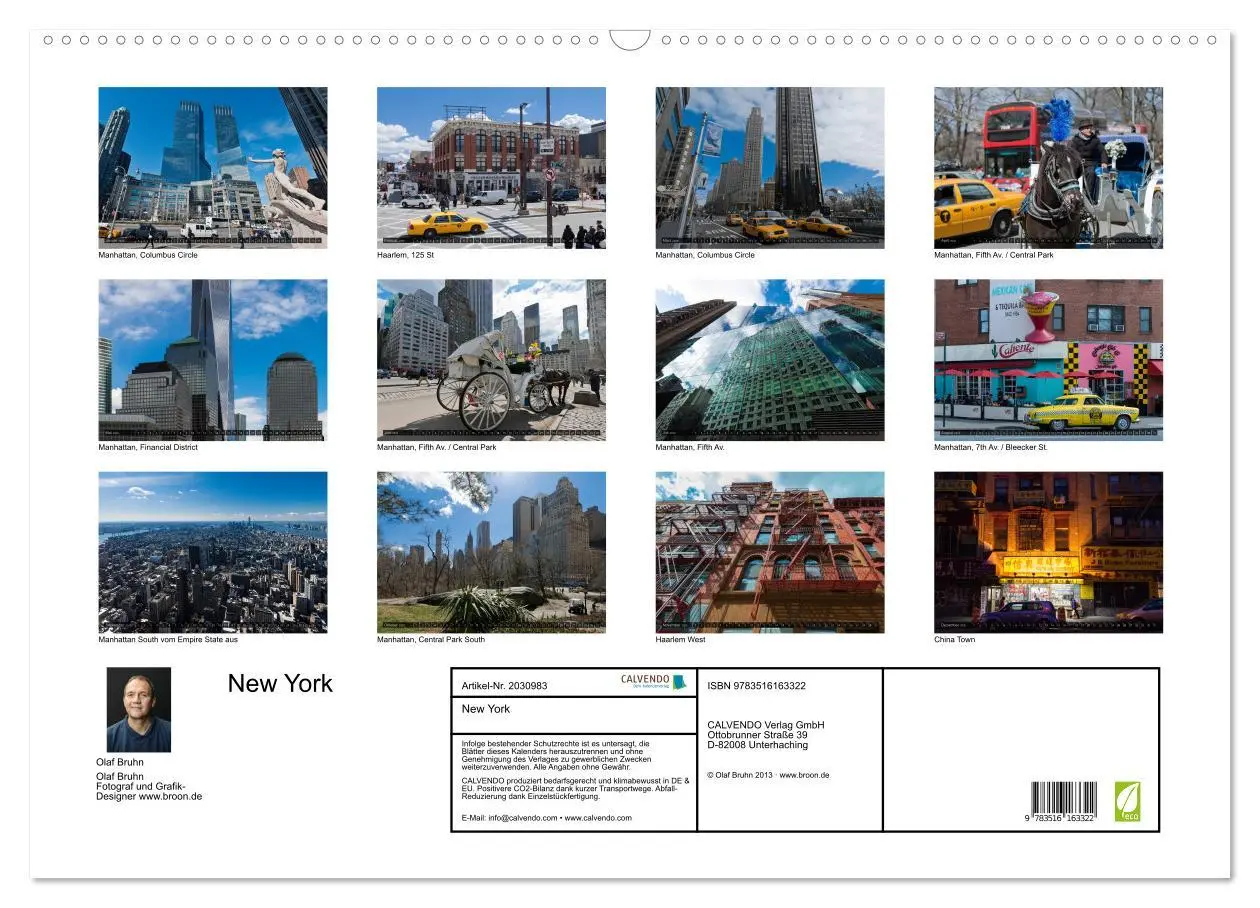 Bild: 9783516163322 | New York (Wandkalender 2026 DIN A2 quer), CALVENDO Monatskalender