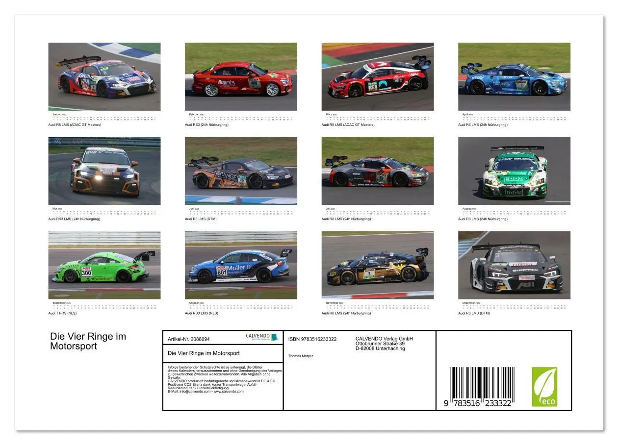 Bild: 9783516233322 | Die Vier Ringe im Motorsport (Wandkalender 2026 DIN A4 quer),...