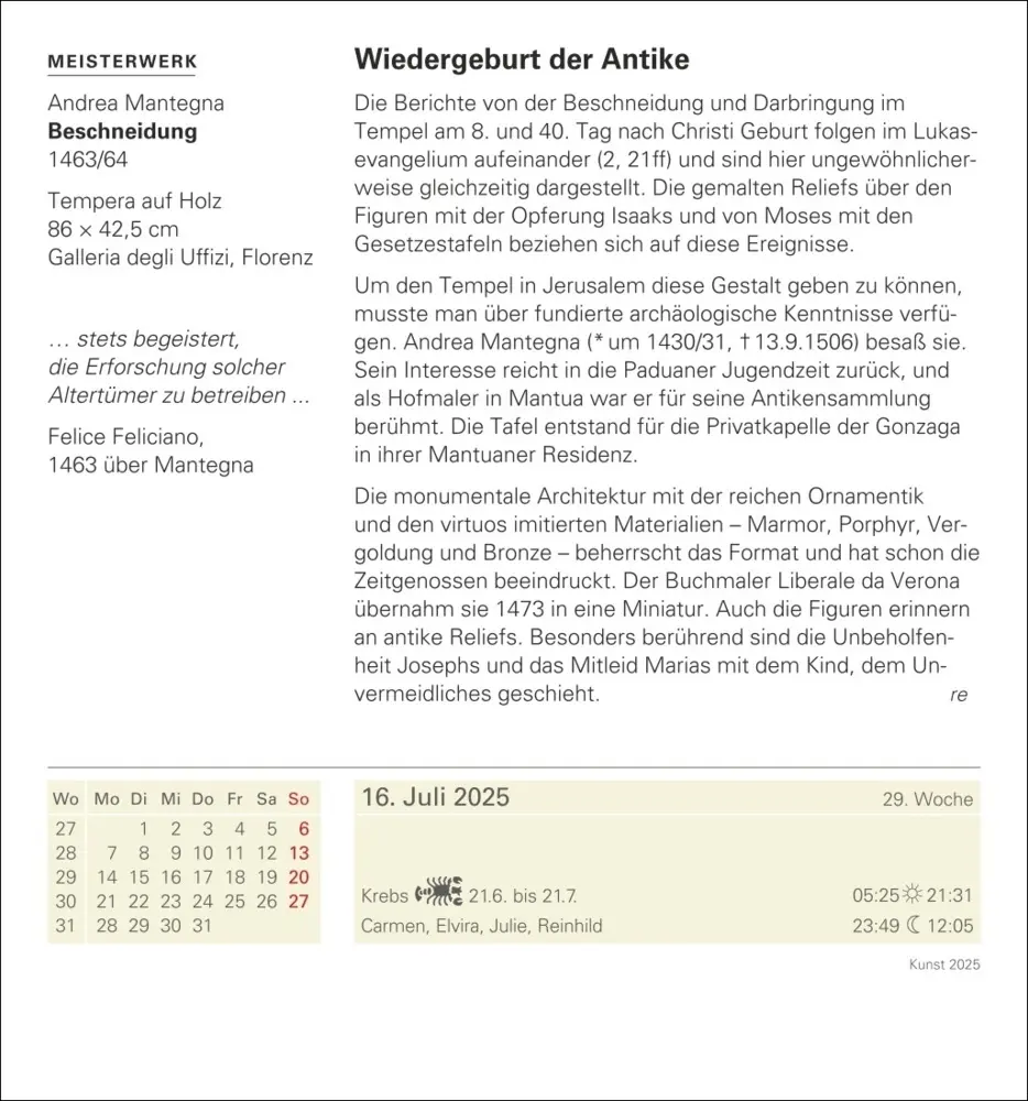 Bild: 9783840033322 | Kunst Tagesabreißkalender 2025 - Kulturkalender - Künstler, Werke,...