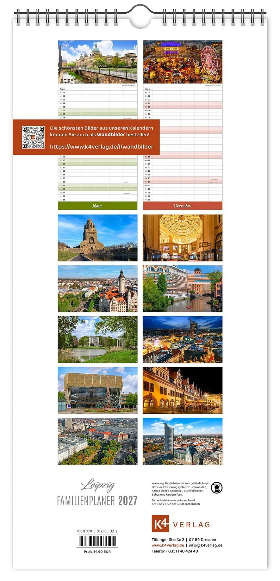 Bild: 9783912303322 | Kalender Familienplaner Leipzig 2027 | K4 Verlag (u. a.) | Kalender