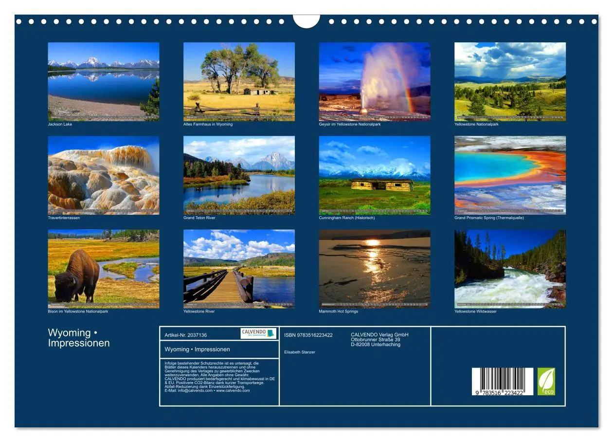 Bild: 9783516223422 | Wyoming ¿ Impressionen (Wandkalender 2026 DIN A3 quer), CALVENDO...