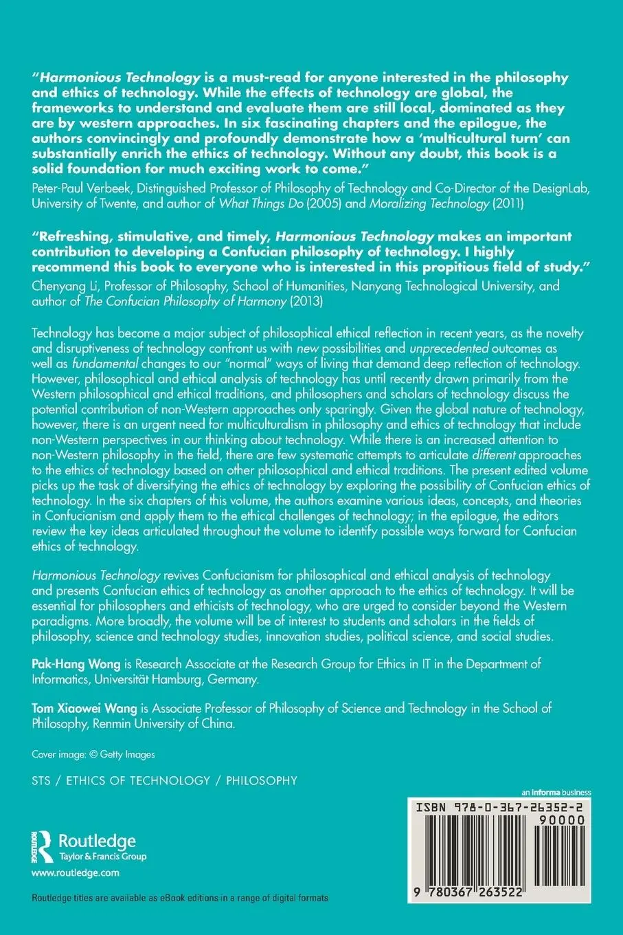 Rückseite: 9780367263522 | Harmonious Technology | A Confucian Ethics of Technology | Taschenbuch