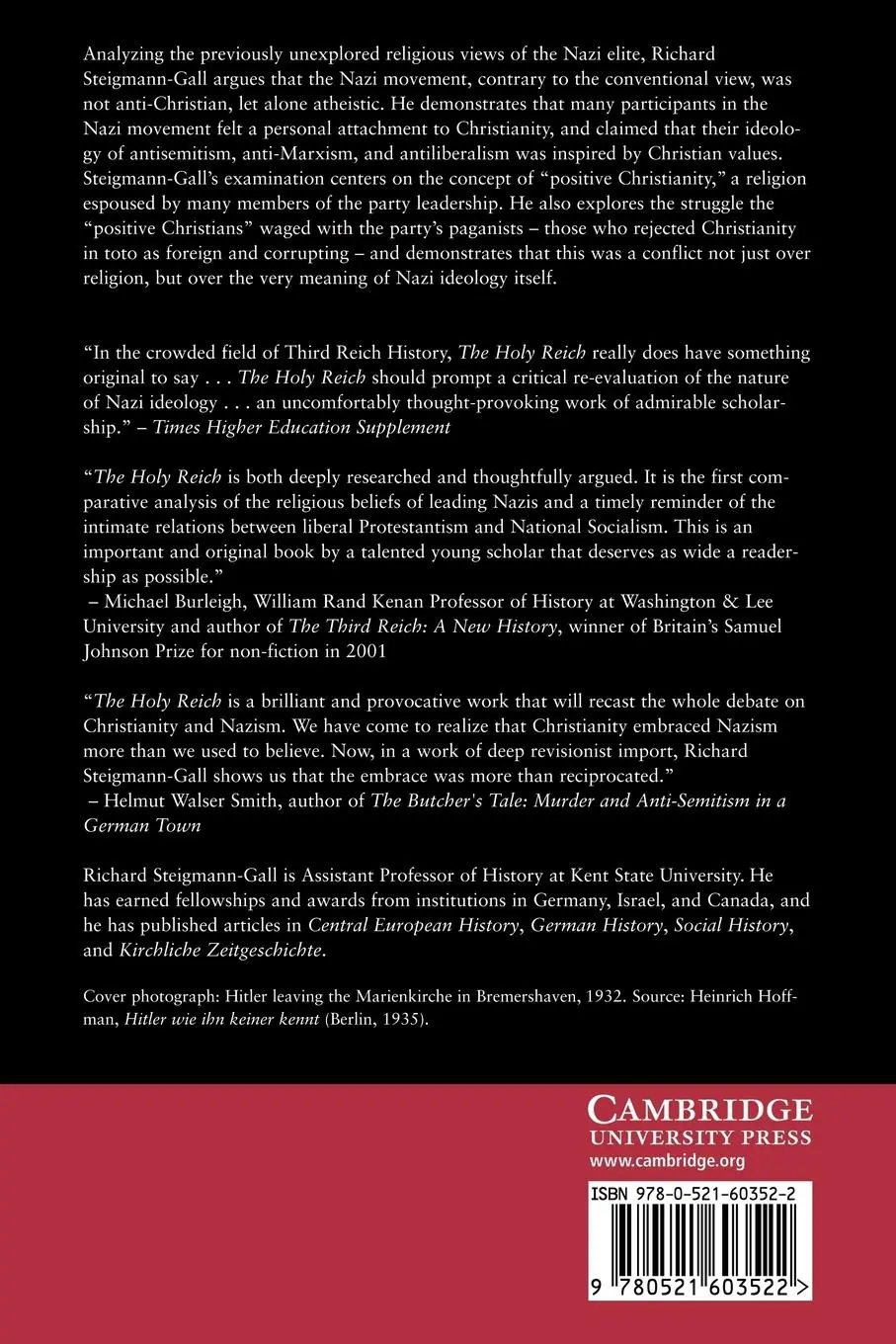 Rückseite: 9780521603522 | The Holy Reich | Nazi Conceptions of Christianity, 1919 1945 | Buch