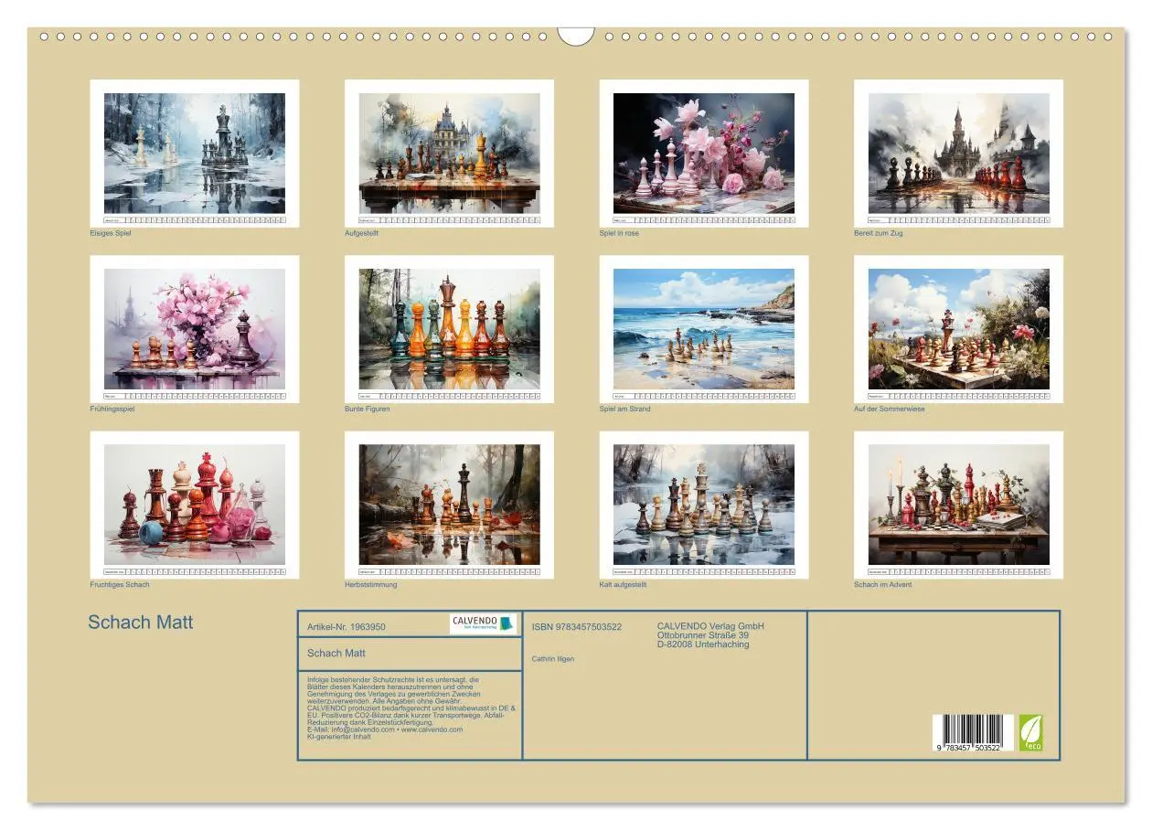 Bild: 9783457503522 | Schach Matt (Wandkalender 2026 DIN A2 quer), CALVENDO Monatskalender