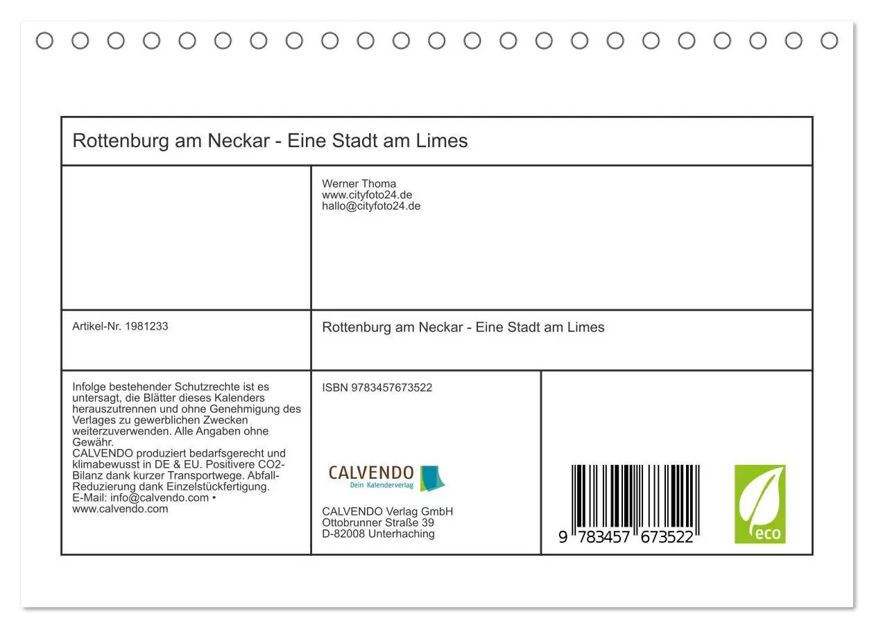 Bild: 9783457673522 | Rottenburg am Neckar - Eine Stadt am Limes (Tischkalender 2026 DIN...