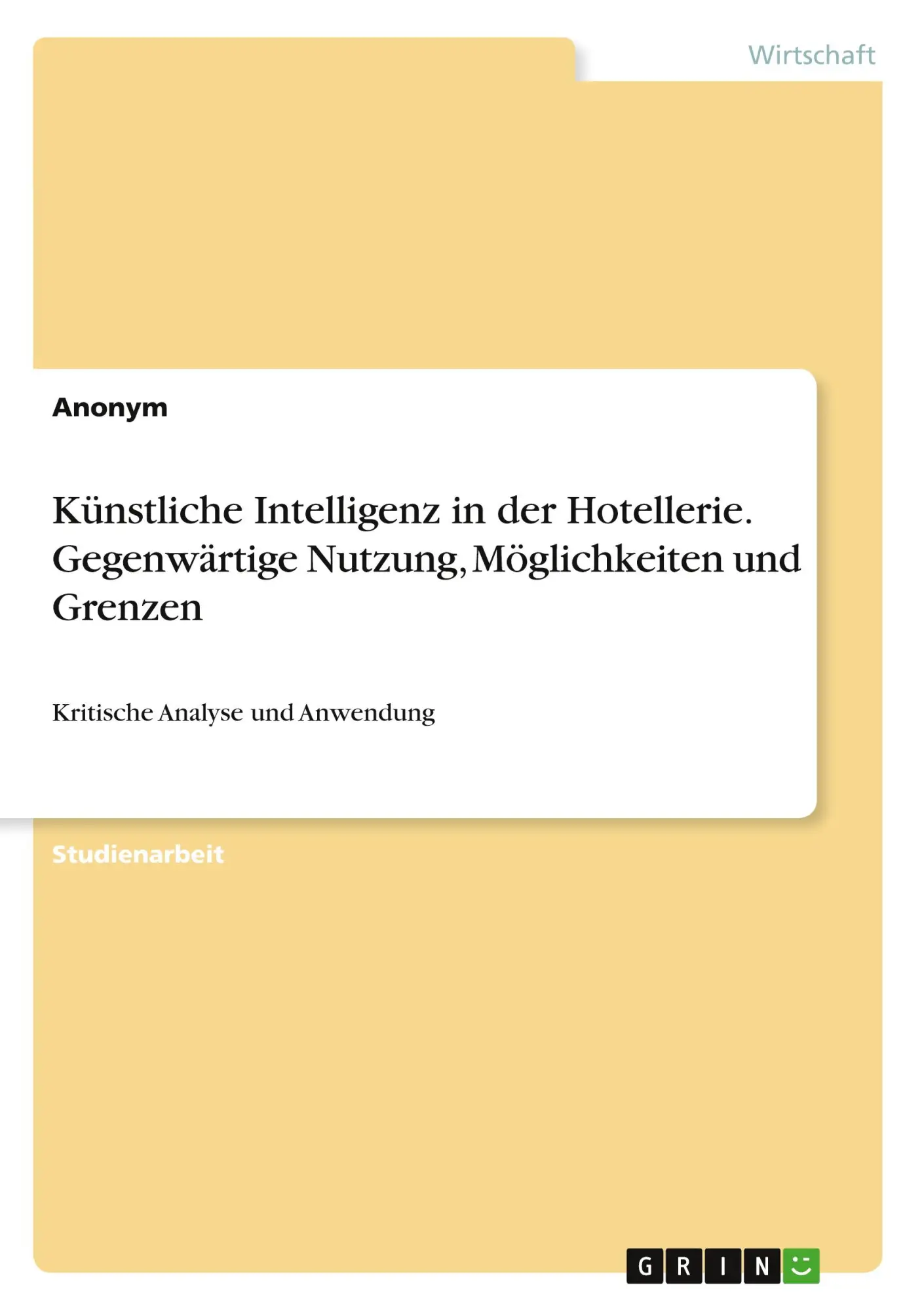 Cover: 9783346093622 | Künstliche Intelligenz in der Hotellerie. Gegenwärtige Nutzung,...