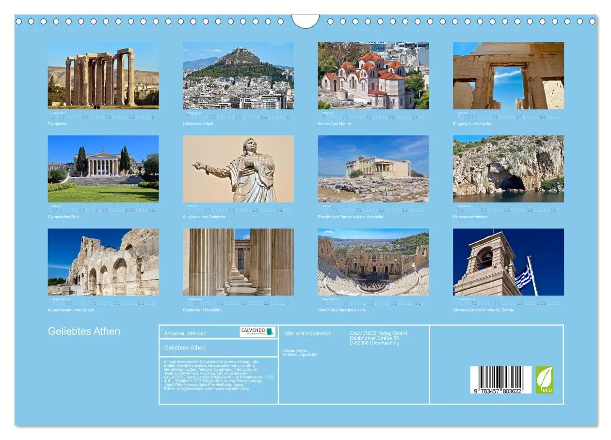 Bild: 9783457803622 | Geliebtes Athen (Wandkalender 2026 DIN A3 quer), CALVENDO...