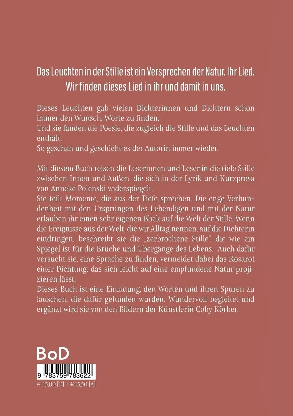 Rückseite: 9783759783622 | im leuchten der stille - ein lächeln | lyrik &amp; kurzprosa | Polenski