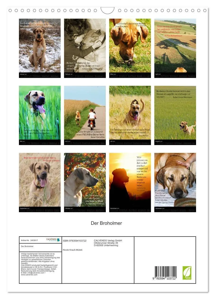 Bild: 9783594103722 | Der Broholmer (Wandkalender 2027 DIN A3 hoch), CALVENDO Monatskalender