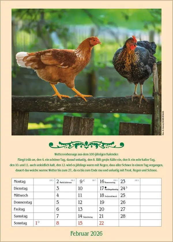 Bild: 9783731883722 | Landleben mit Hundertjährigem Kalender 2026 | Verlag Korsch | Kalender