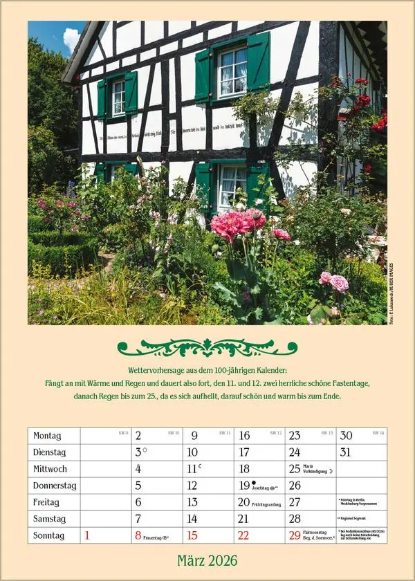 Bild: 9783731883722 | Landleben mit Hundertjährigem Kalender 2026 | Verlag Korsch | Kalender