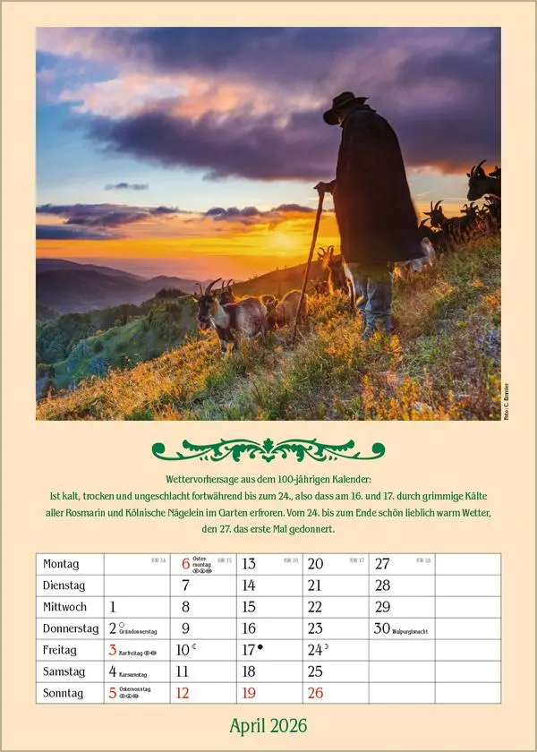 Bild: 9783731883722 | Landleben mit Hundertjährigem Kalender 2026 | Verlag Korsch | Kalender
