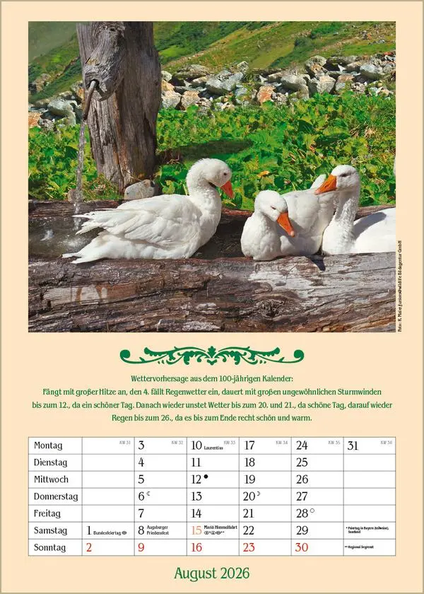 Bild: 9783731883722 | Landleben mit Hundertjährigem Kalender 2026 | Verlag Korsch | Kalender