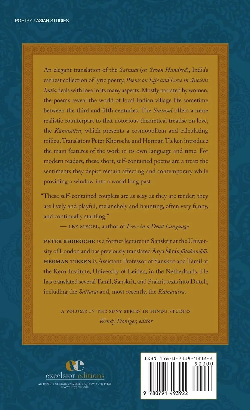 Rückseite: 9780791493922 | Poems on Life and Love in Ancient India | H¿la's Sattasa¿ | Buch
