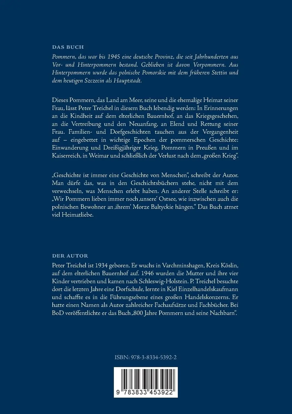Rückseite: 9783833453922 | Nichts soll vergessen sein | Lebenszeugnisse aus Pommern | Treichel