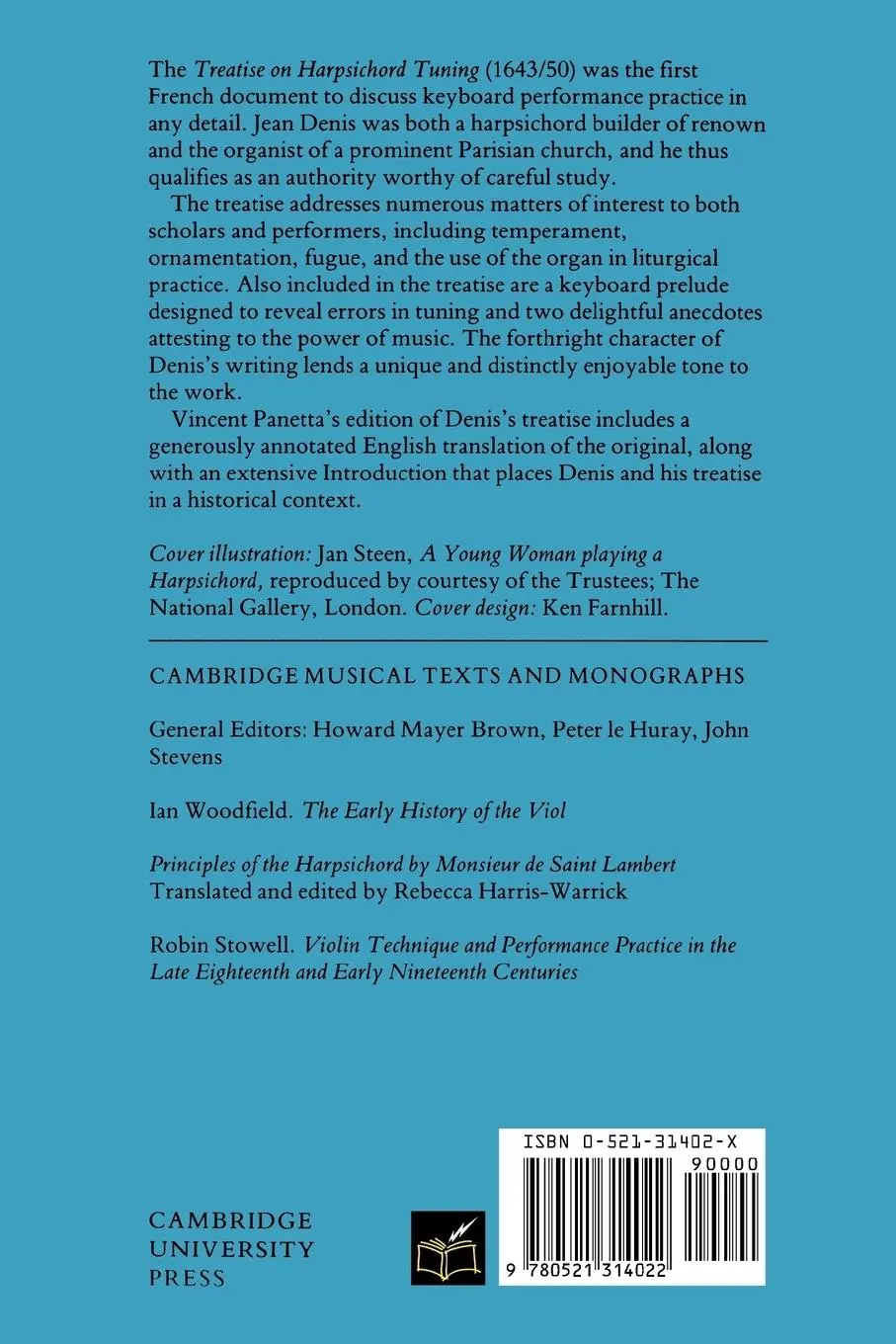 Rückseite: 9780521314022 | Treatise on Harpsichord Tuning | Jean Denis | Taschenbuch | Englisch