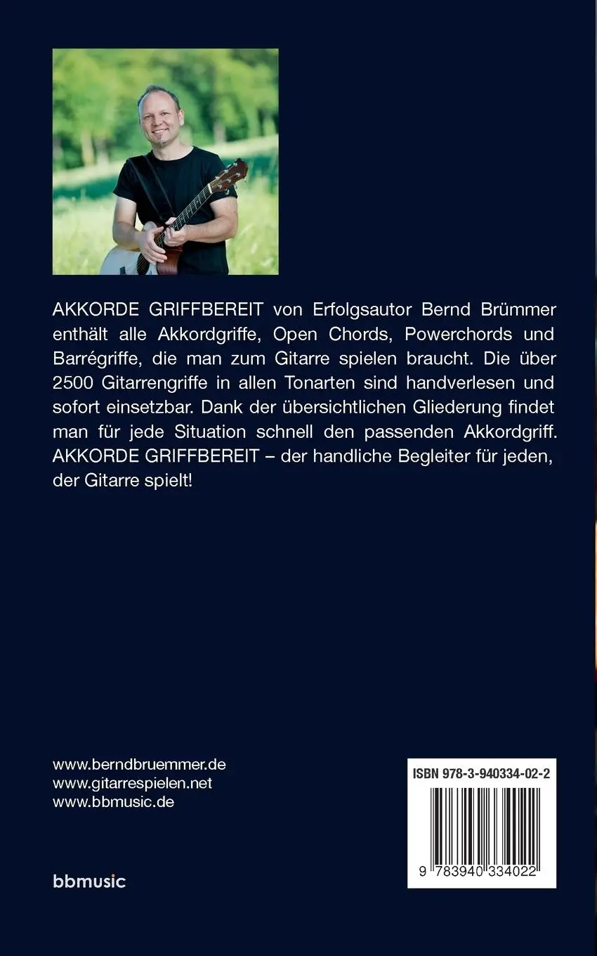 Rückseite: 9783940334022 | Akkorde griffbereit | Alle wichtigen Gitarrengriffe immer dabei | Buch