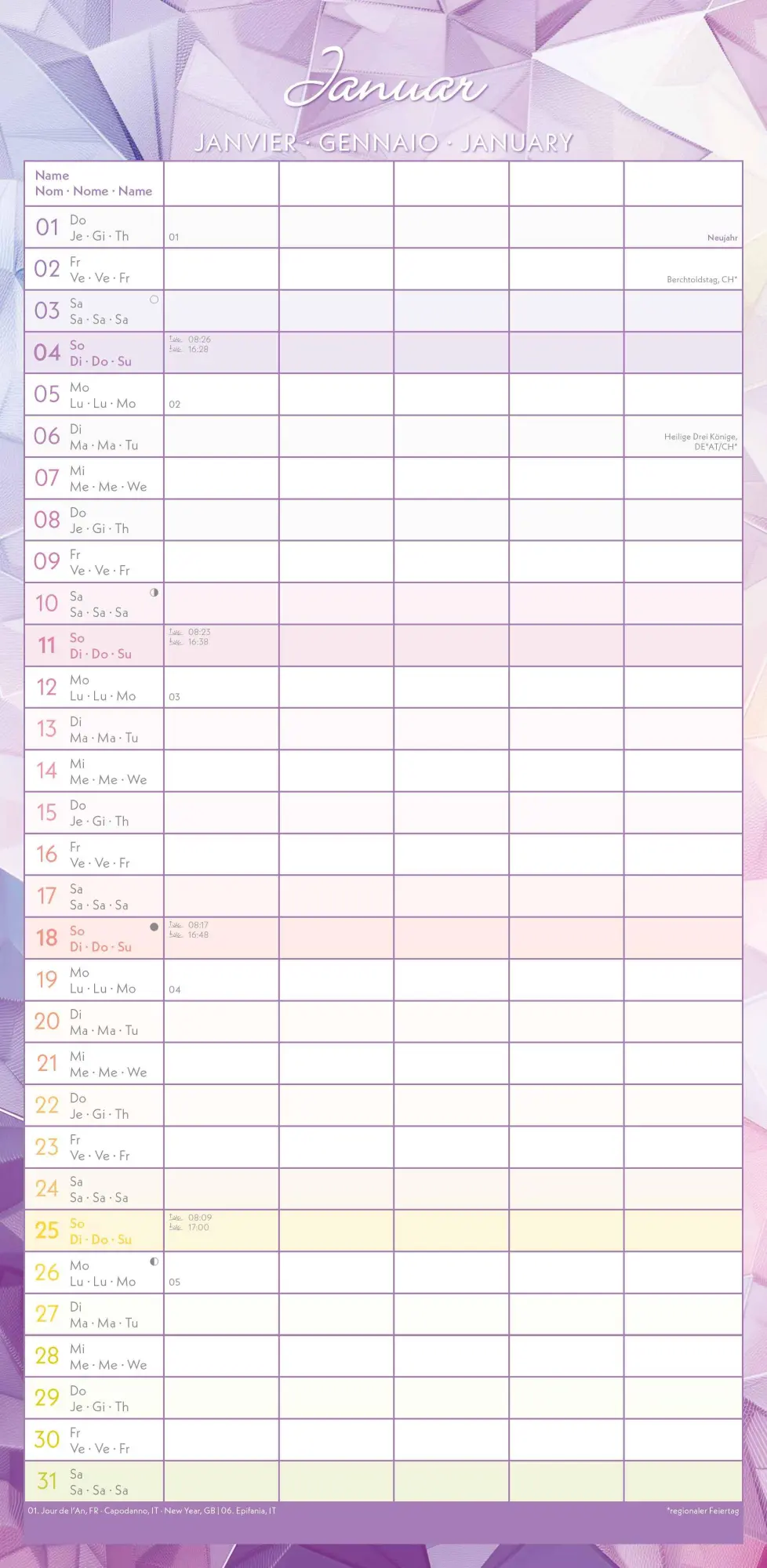 Bild: 4069095004122 | Familienplaner Prisma - mit 5 Spalten | Kalender | 16 S. | Deutsch