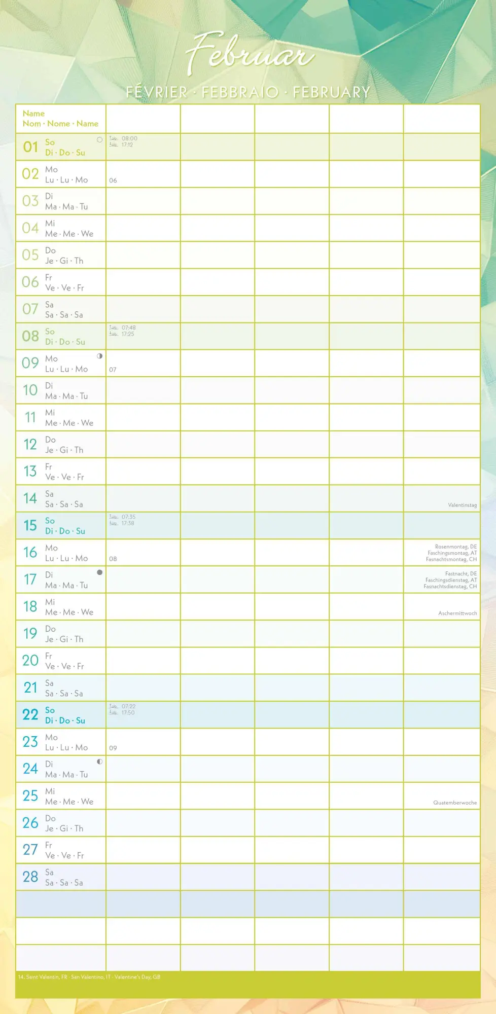 Bild: 4069095004122 | Familienplaner Prisma - mit 5 Spalten | Kalender | 16 S. | Deutsch