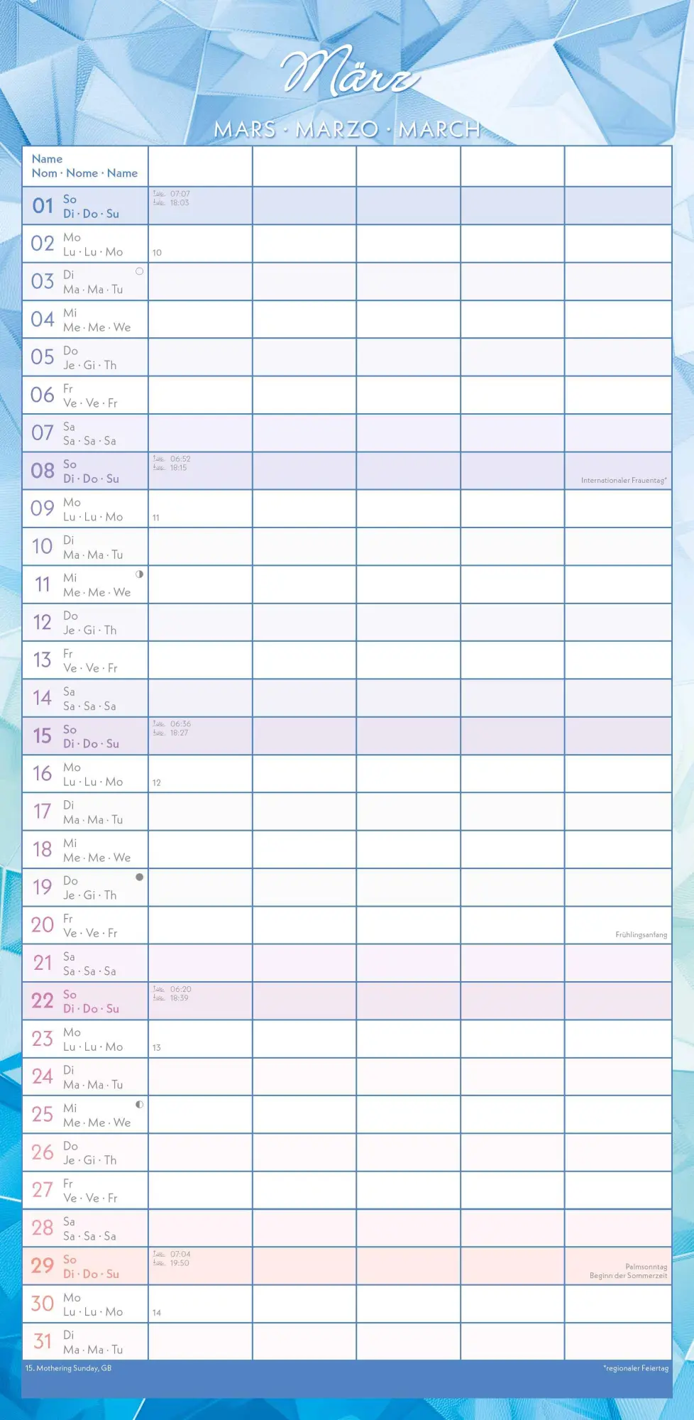 Bild: 4069095004122 | Familienplaner Prisma - mit 5 Spalten | Kalender | 16 S. | Deutsch