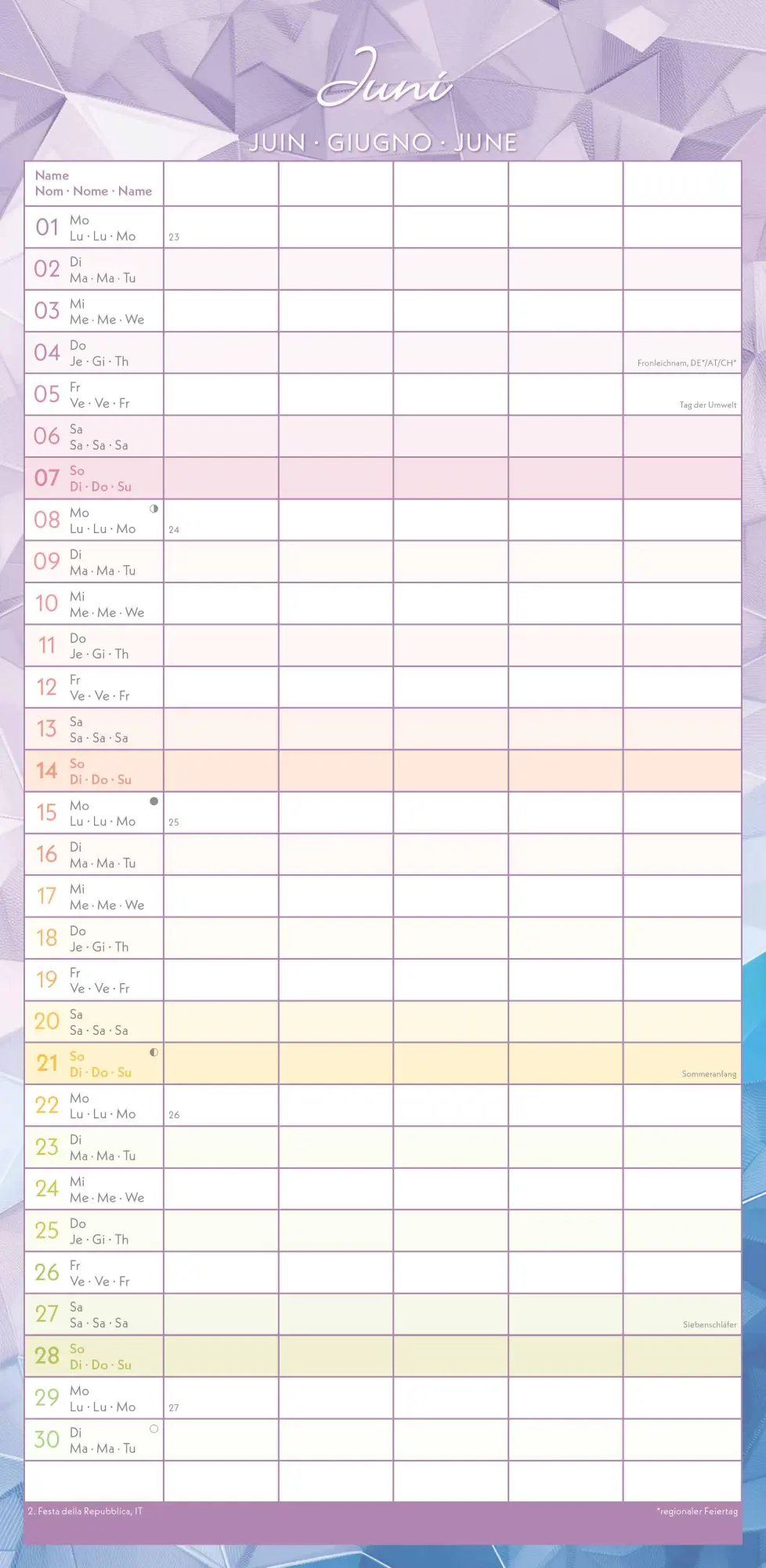 Bild: 4069095004122 | Familienplaner Prisma - mit 5 Spalten | Kalender | 16 S. | Deutsch