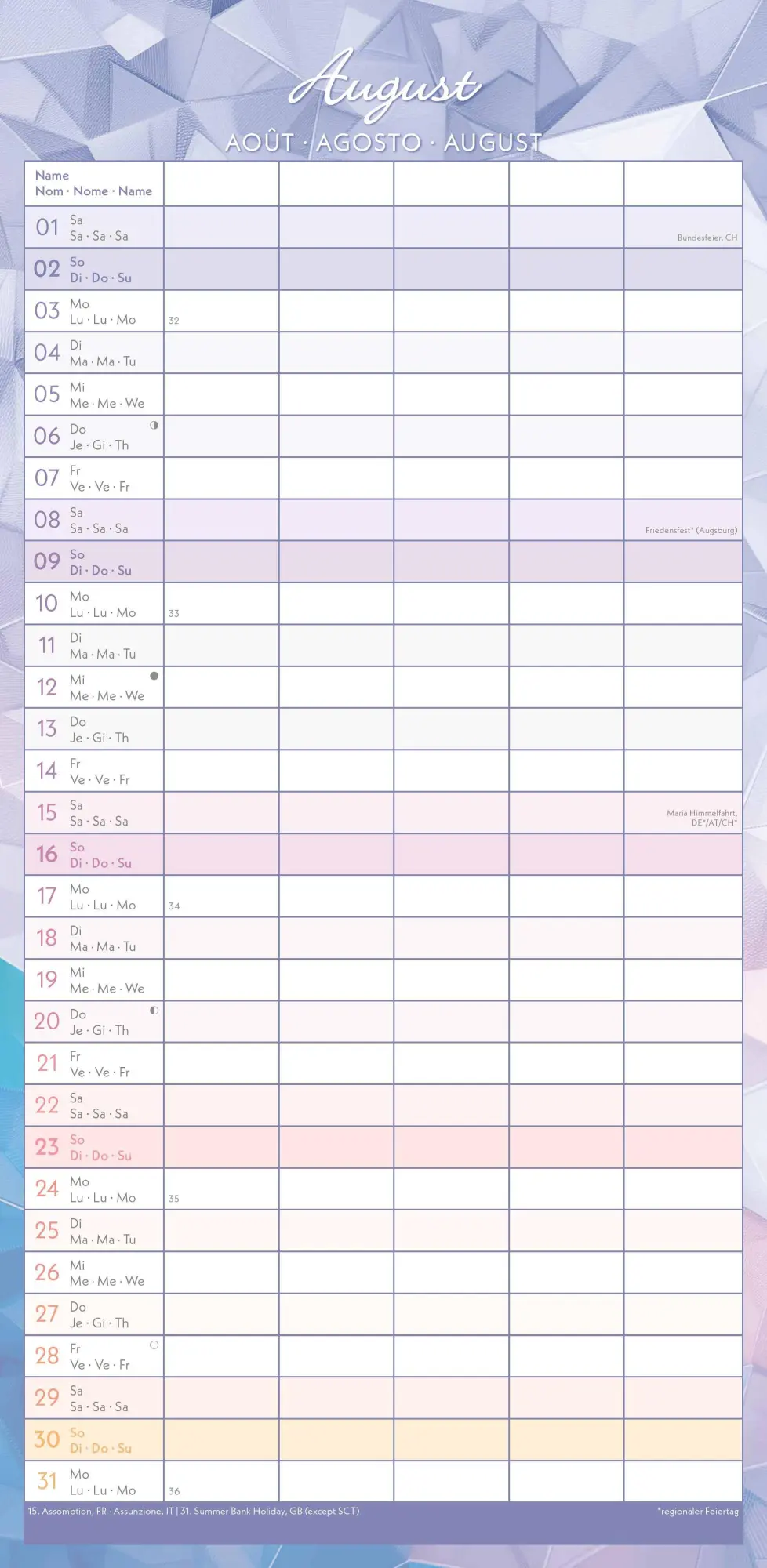 Bild: 4069095004122 | Familienplaner Prisma - mit 5 Spalten | Kalender | 16 S. | Deutsch