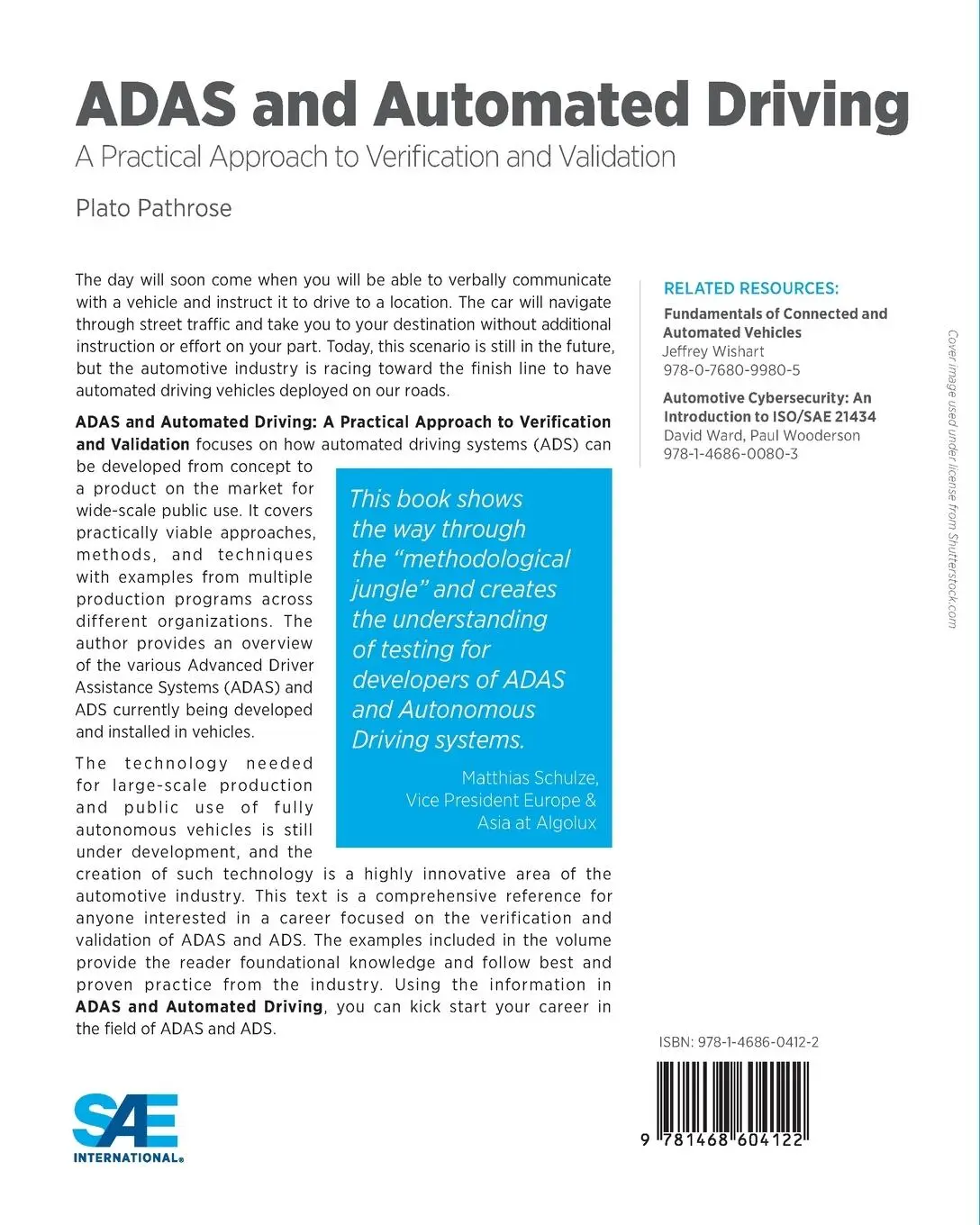 Rückseite: 9781468604122 | ADAS and Automated Driving | Plato Pathrose | Taschenbuch | Englisch