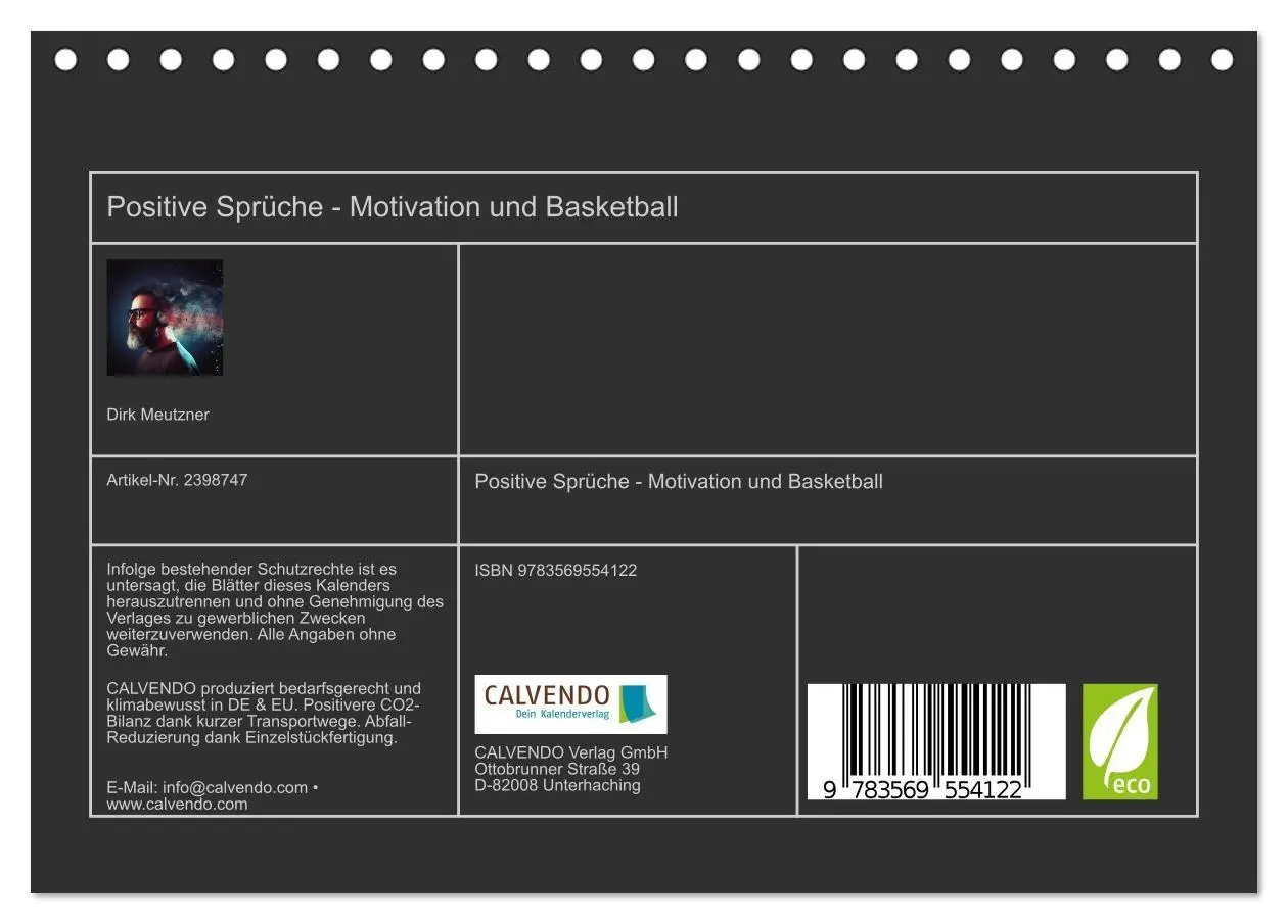 Bild: 9783569554122 | Positive Sprüche - Motivation und Basketball (Tischkalender 2027...