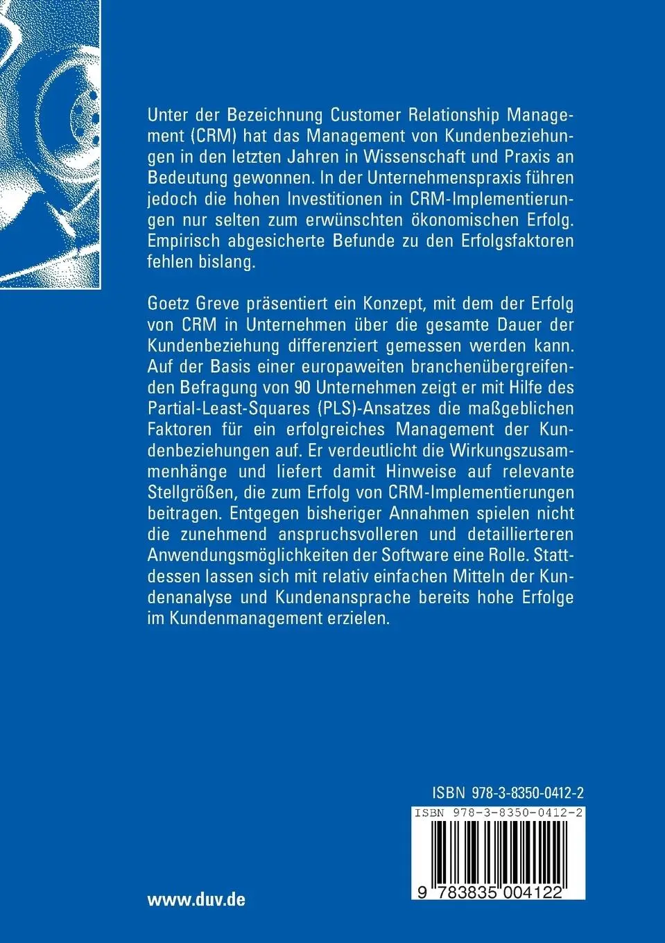 Rückseite: 9783835004122 | Erfolgsfaktoren von Customer-Relationship-Management-Implementierungen