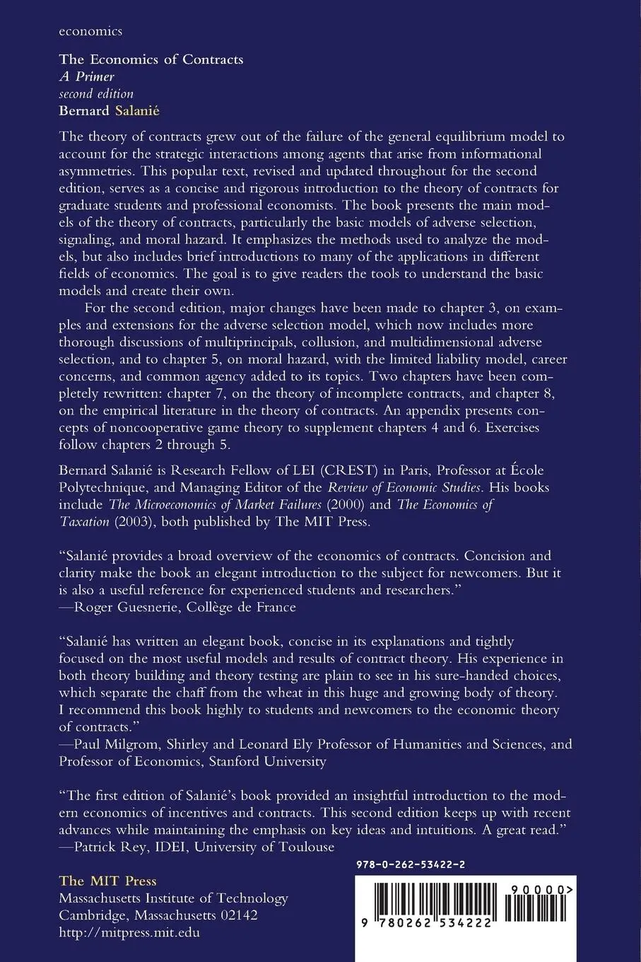 Rückseite: 9780262534222 | The Economics of Contracts, second edition | A Primer, 2nd Edition