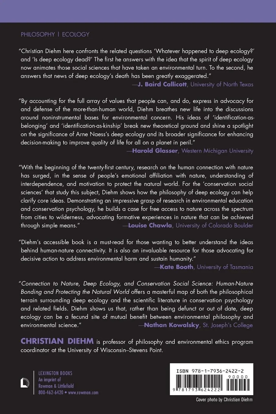 Rückseite: 9781793624222 | Connection to Nature, Deep Ecology, and Conservation Social Science