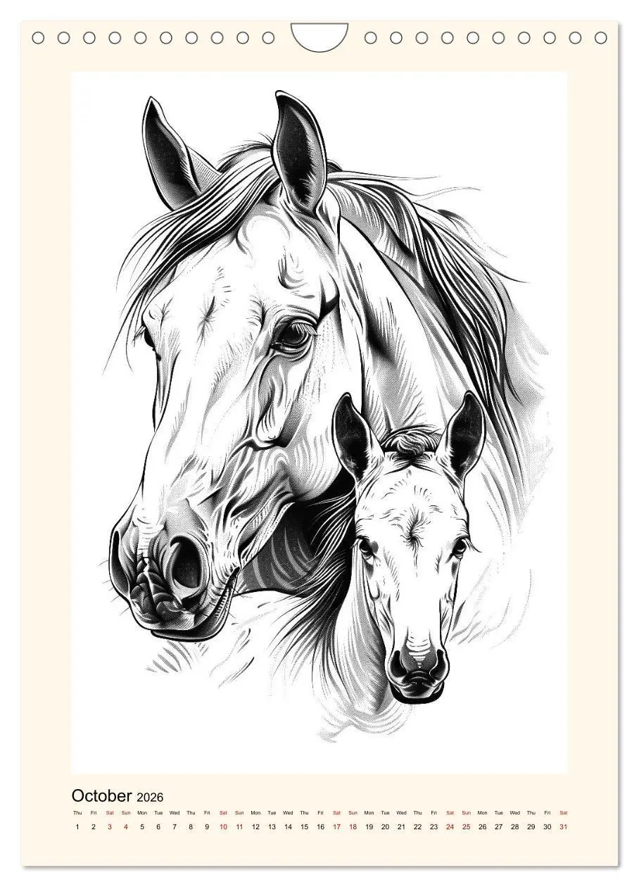 Bild: 9783516524222 | Sketchy Power Horses (Wall Calendar 2026 DIN A4 portrait), CALVENDO...