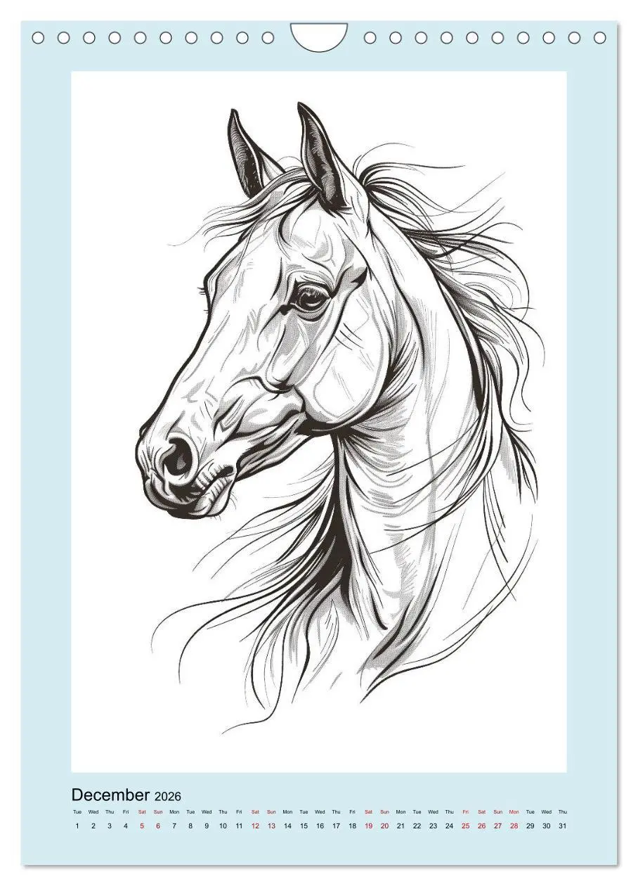 Bild: 9783516524222 | Sketchy Power Horses (Wall Calendar 2026 DIN A4 portrait), CALVENDO...