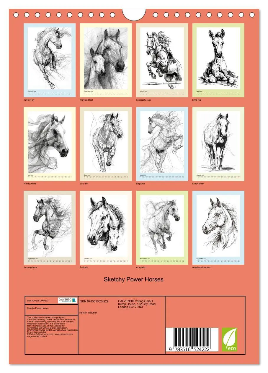 Bild: 9783516524222 | Sketchy Power Horses (Wall Calendar 2026 DIN A4 portrait), CALVENDO...