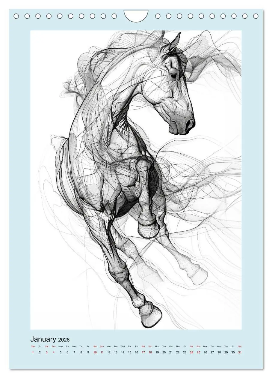 Bild: 9783516524222 | Sketchy Power Horses (Wall Calendar 2026 DIN A4 portrait), CALVENDO...