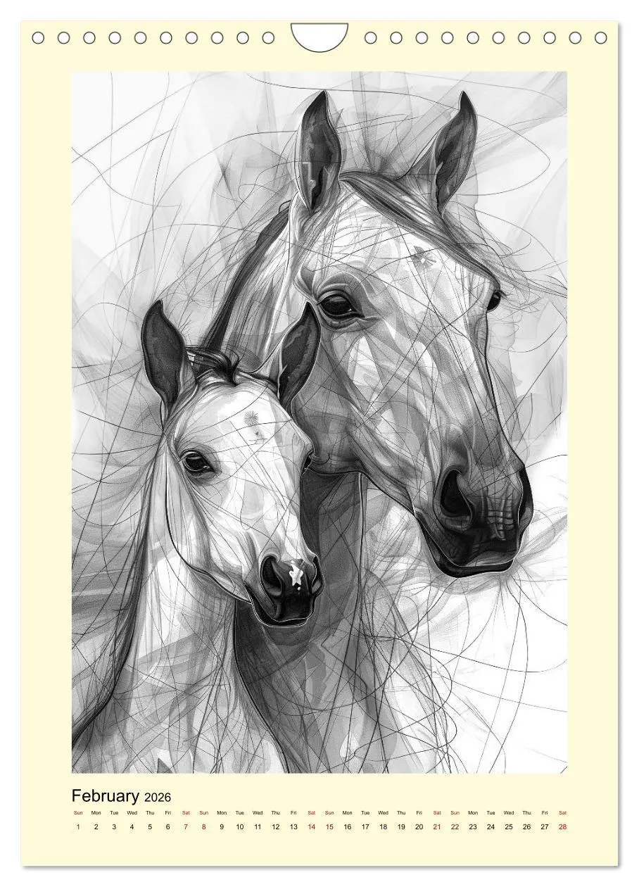 Bild: 9783516524222 | Sketchy Power Horses (Wall Calendar 2026 DIN A4 portrait), CALVENDO...