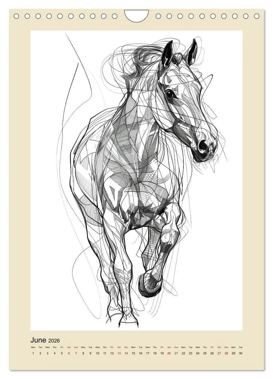 Bild: 9783516524222 | Sketchy Power Horses (Wall Calendar 2026 DIN A4 portrait), CALVENDO...