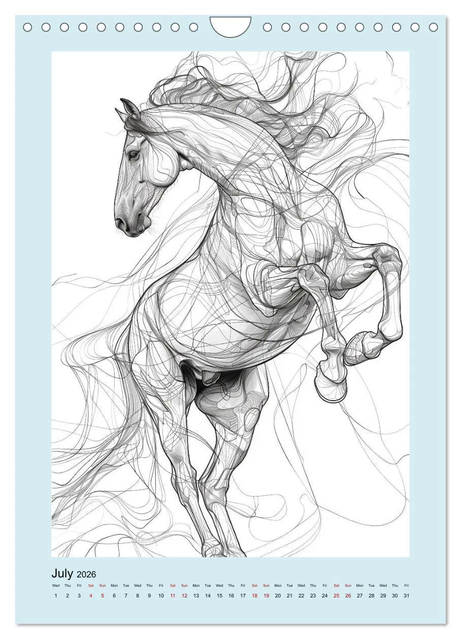 Bild: 9783516524222 | Sketchy Power Horses (Wall Calendar 2026 DIN A4 portrait), CALVENDO...