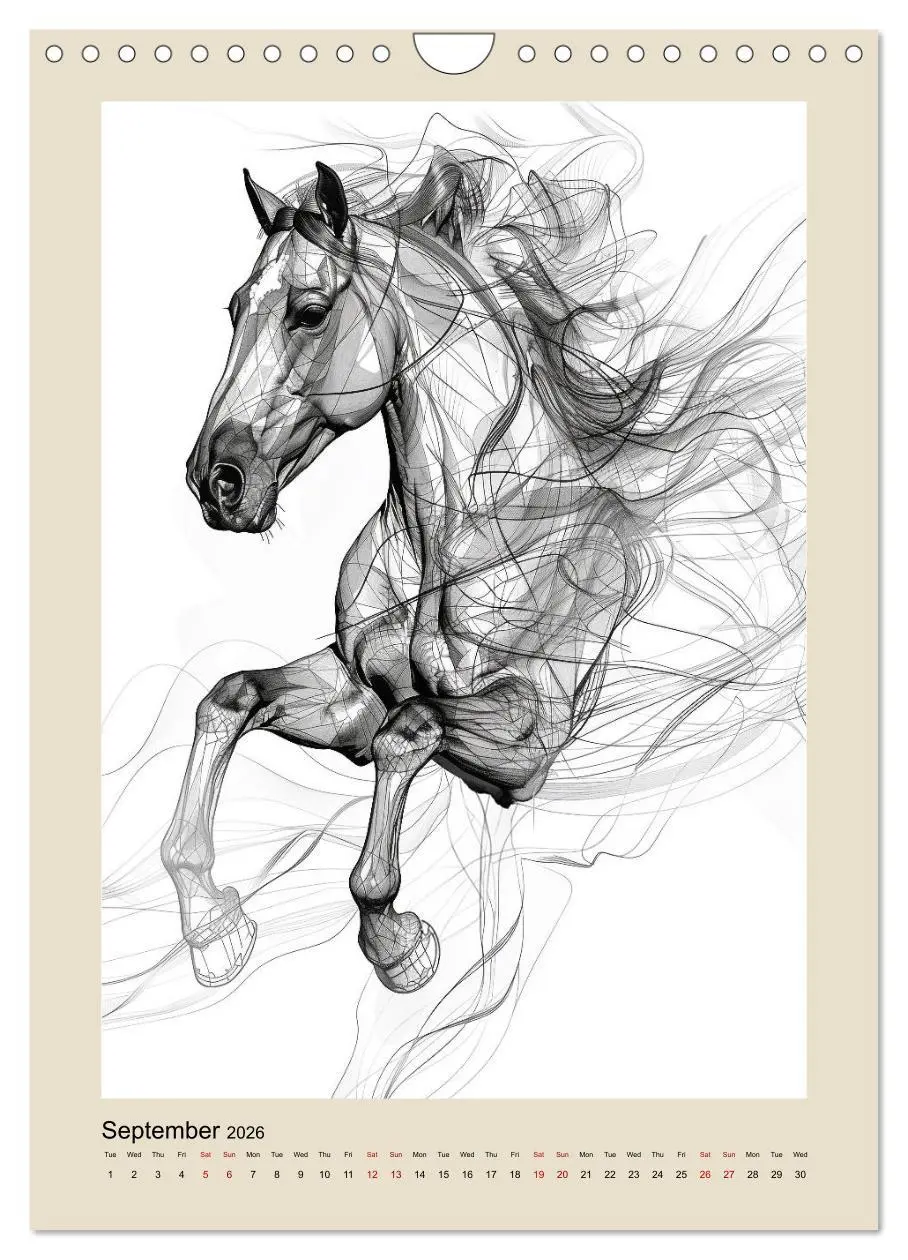 Bild: 9783516524222 | Sketchy Power Horses (Wall Calendar 2026 DIN A4 portrait), CALVENDO...