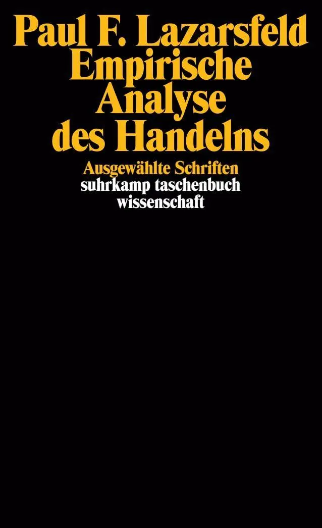 Cover: 9783518294222 | Empirische Analyse des Handelns | Ausgewählte Schriften | Lazarsfeld