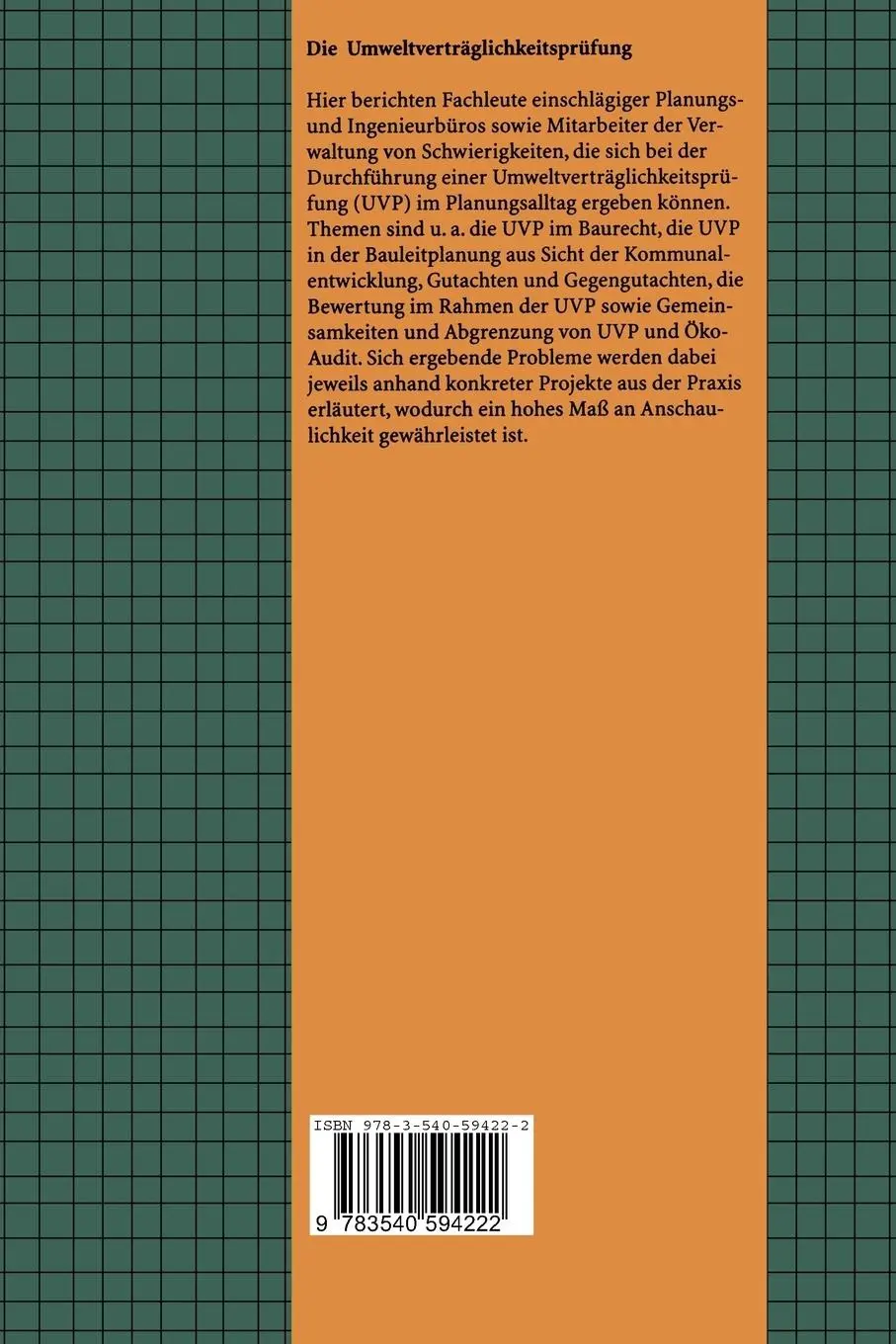 Rückseite: 9783540594222 | Die Umweltverträglichkeitsprüfung | Herbert Pfaff-Schley | Taschenbuch