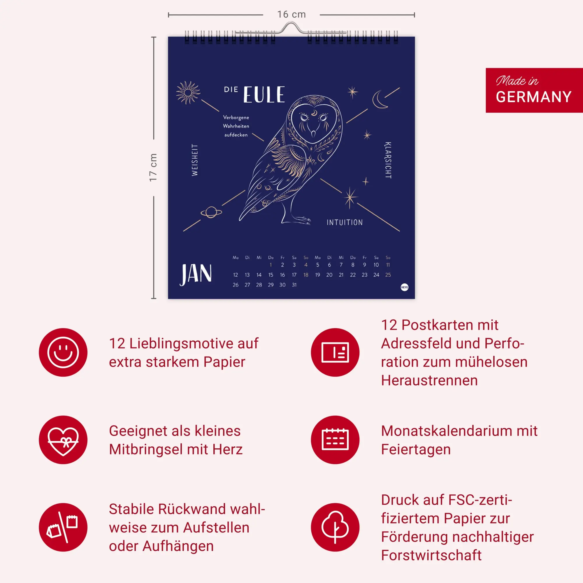 Bild: 9783756414222 | Krafttiere Postkartenkalender 2026 | Kalender | 13 S. | Deutsch | 2026