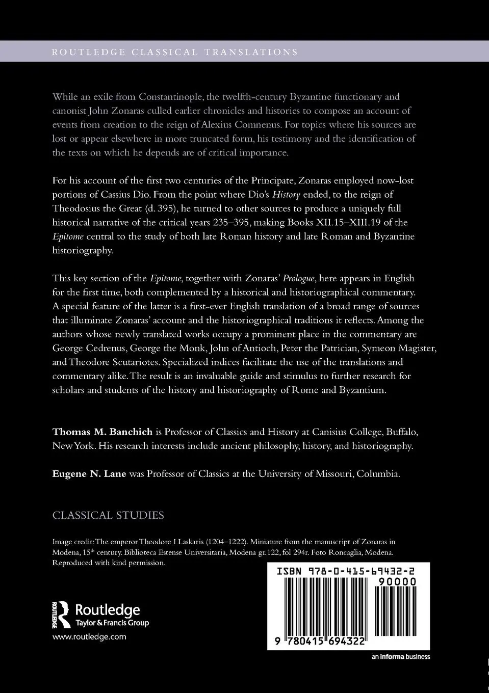 Rückseite: 9780415694322 | The History of Zonaras | Thomas Banchich (u. a.) | Taschenbuch | 2011