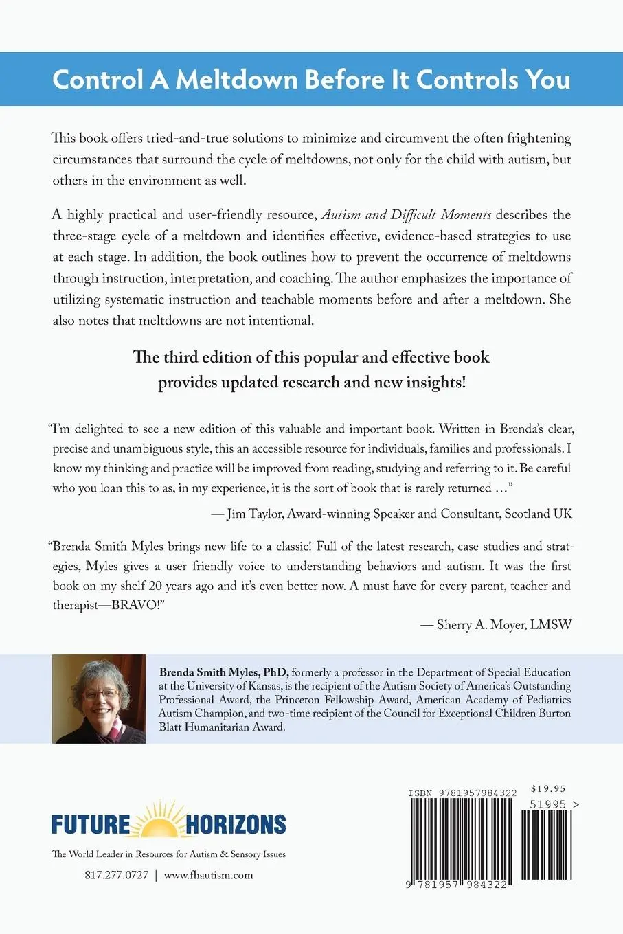 Rückseite: 9781957984322 | Autism and Difficult Moments, 25th Anniversary Edition | Myles | Buch
