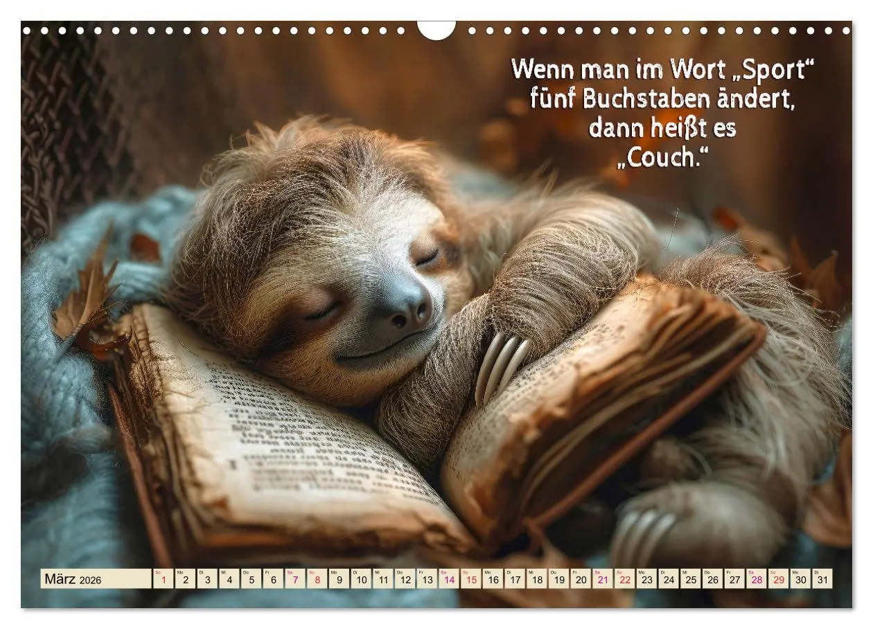 Bild: 9783457284322 | Faultier - Albtraum Sport (Wandkalender 2026 DIN A3 quer), CALVENDO...