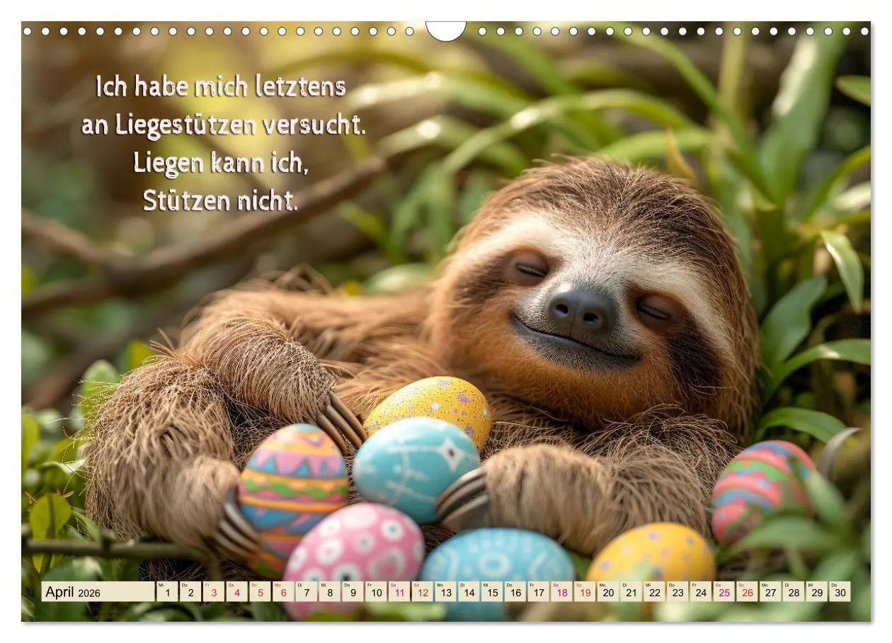Bild: 9783457284322 | Faultier - Albtraum Sport (Wandkalender 2026 DIN A3 quer), CALVENDO...