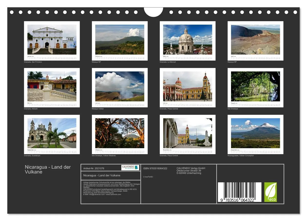Bild: 9783516064322 | Nicaragua - Land der Vulkane (Wandkalender 2026 DIN A4 quer),...